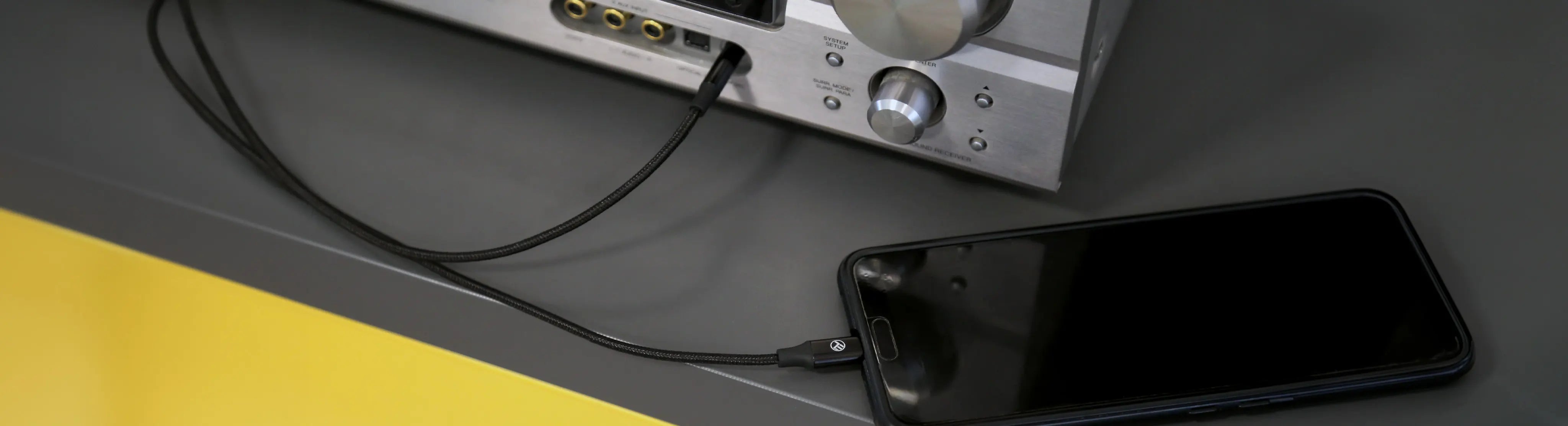 High-fidelity Tellur audio cables, featuring USB-C to 3.5mm connections and durable, gold-plated connectors.