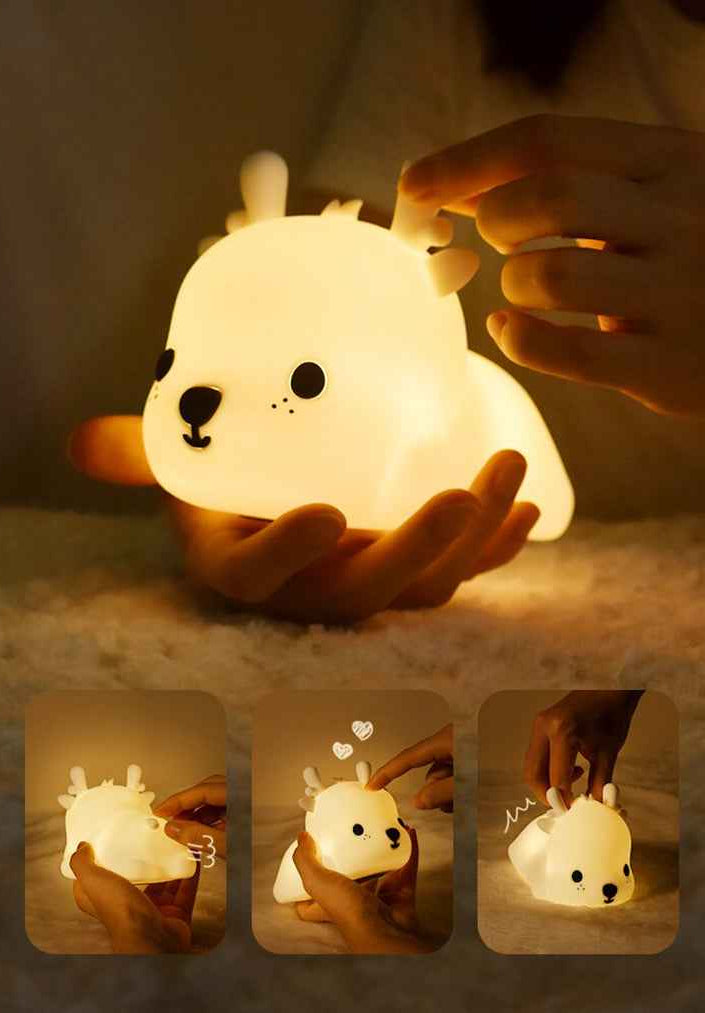 Children's night light, silicone, rechargeable, Baby Deer