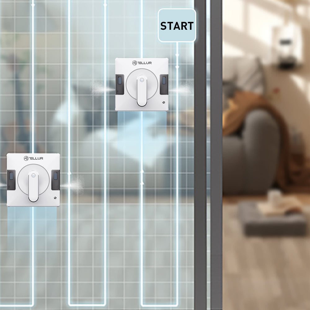 Tellur Smart WiFi Robot Window Cleaner, RWC02, 72W, two water tanks, anti fall, white - TELLUR