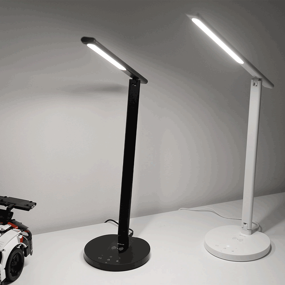 Smart WiFi Desk Lamp, 12W, white, warm, Qi 10W, USB 10W, adjustable - TELLUR
