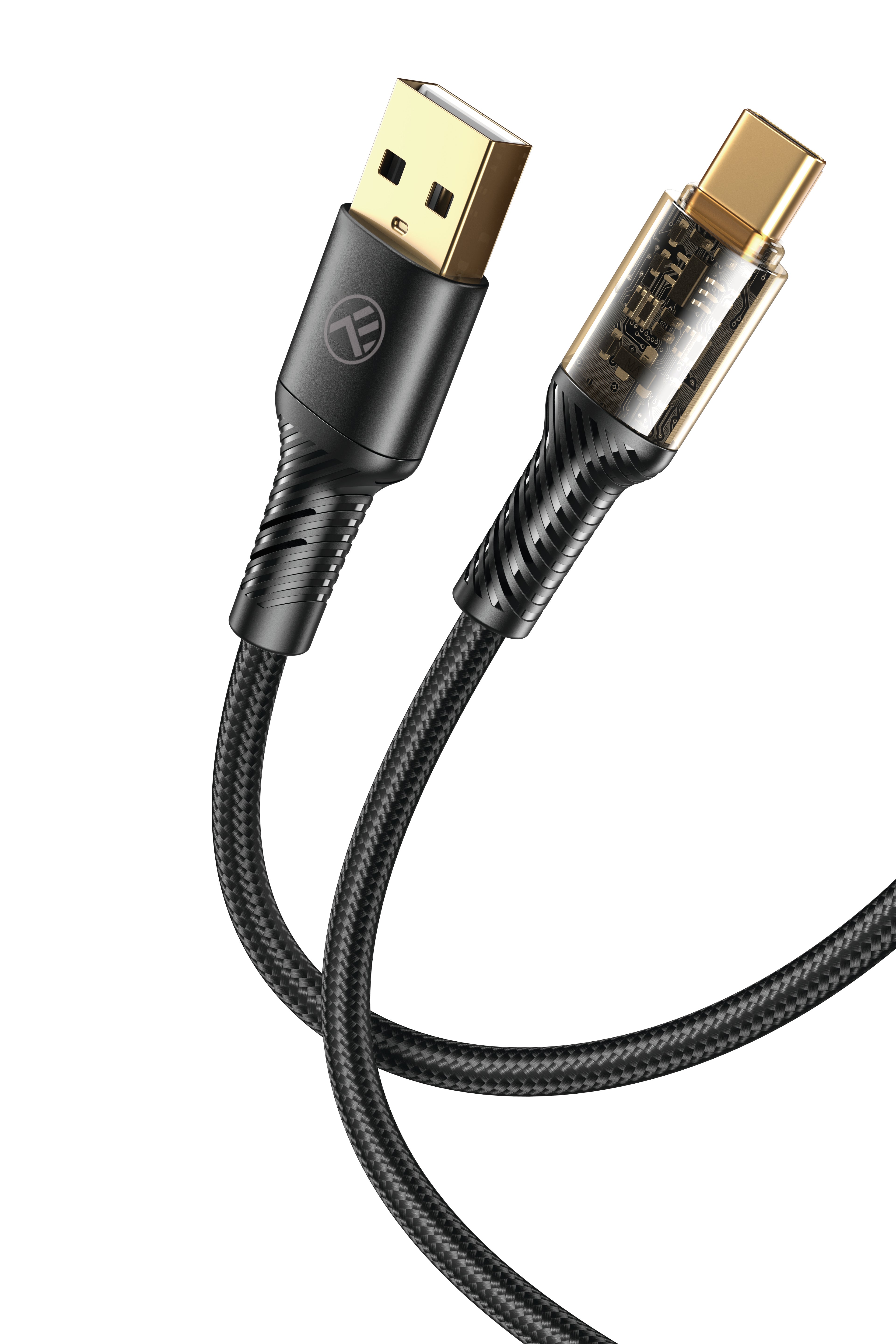 USB-A to USB-C cable, Transparent series, 3A, 1m - TELLUR