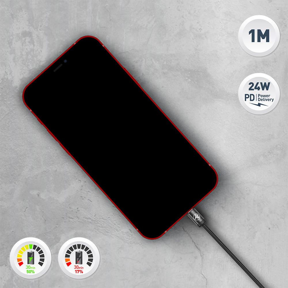 Minimalist USB-C to Lightning Cable, PD24W, 1m - TELLUR