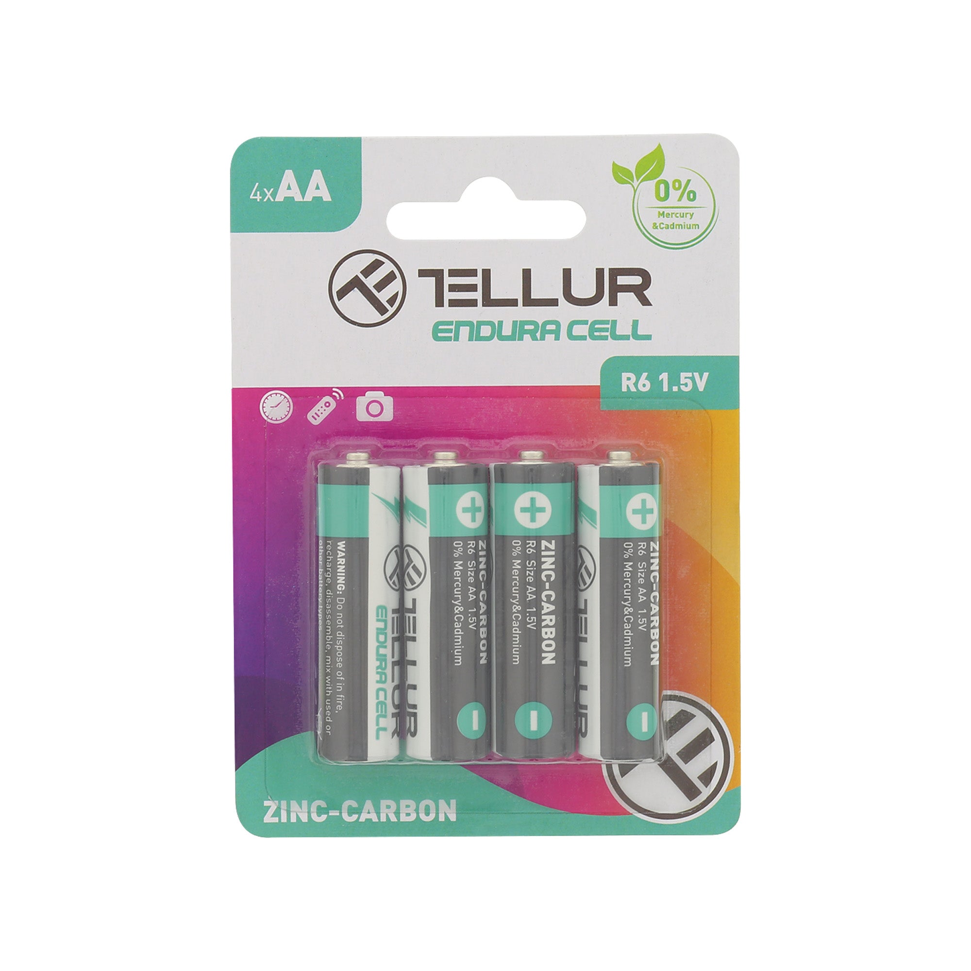 Tellur Endura Cell battery, Zinc-Carbon, AA R6, 1.5V, 4 pcs/set - TELLUR