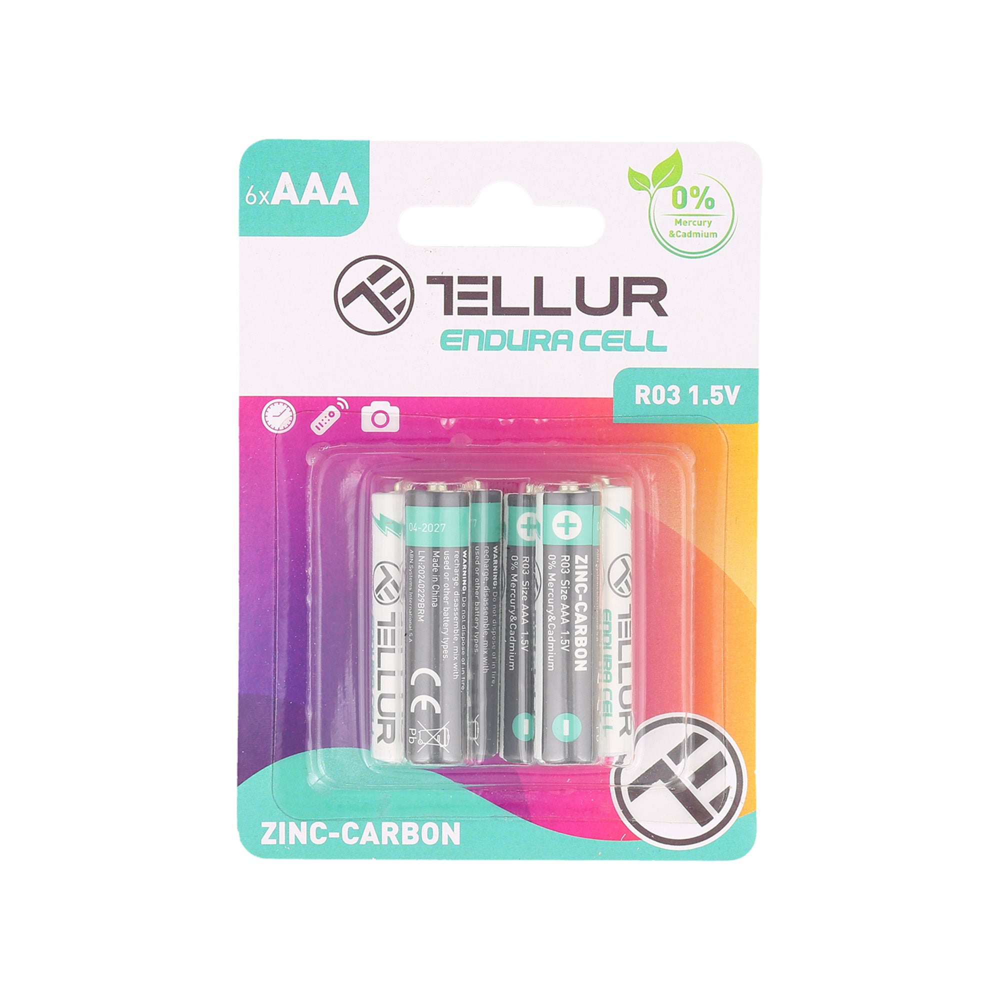 Tellur Endura Cell battery, Zinc-Carbon, AAA R03, 1.5V, 6 pcs/set - TELLUR