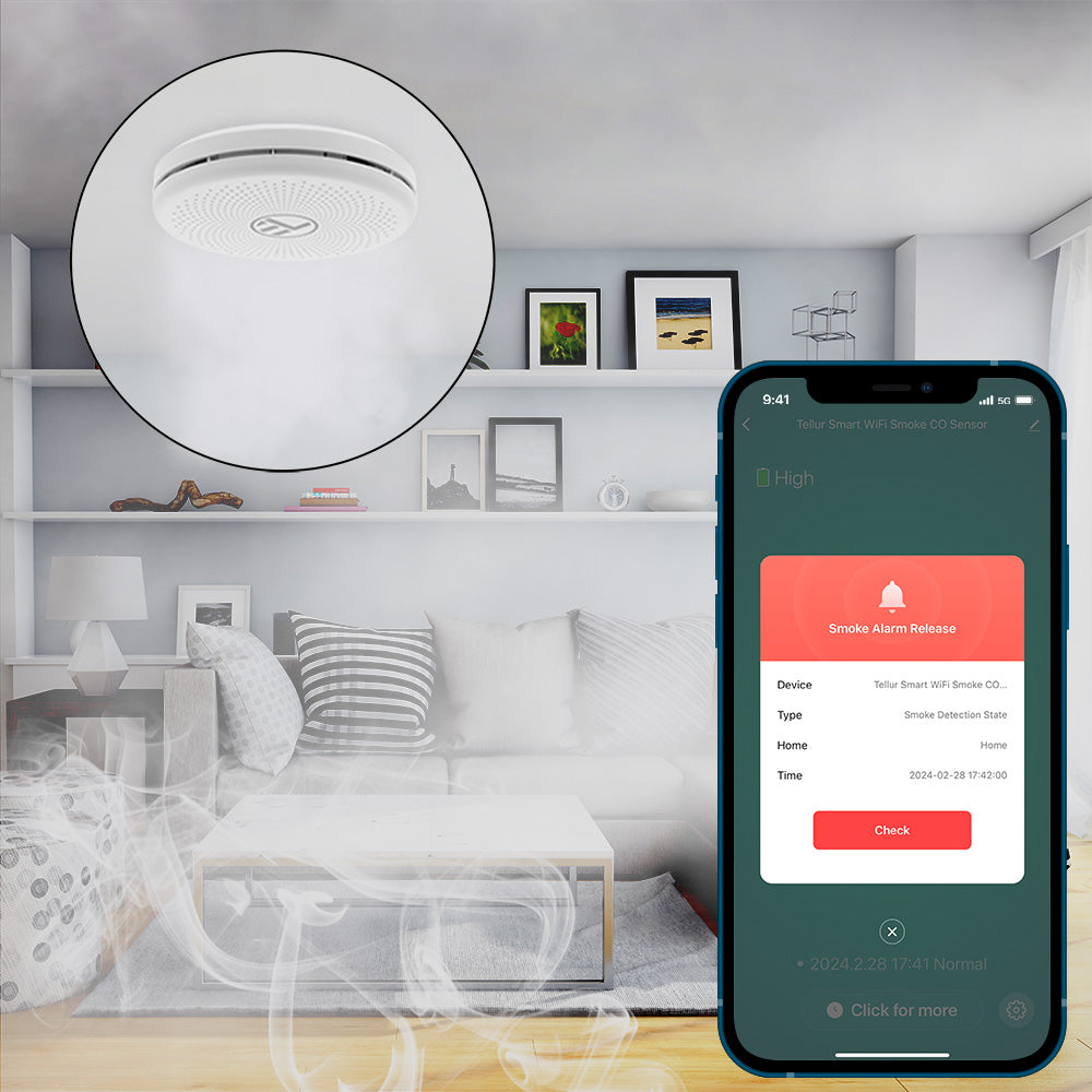 Smart WiFi Smoke and CO Sensor - TELLUR