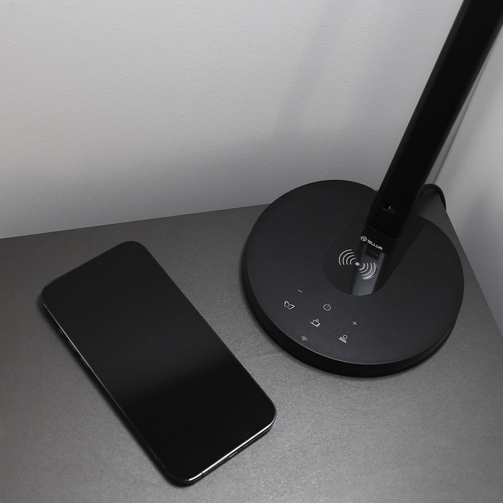Smart WiFi Desk Lamp, 12W, white, warm, Qi 10W, USB 10W, adjustable - TELLUR