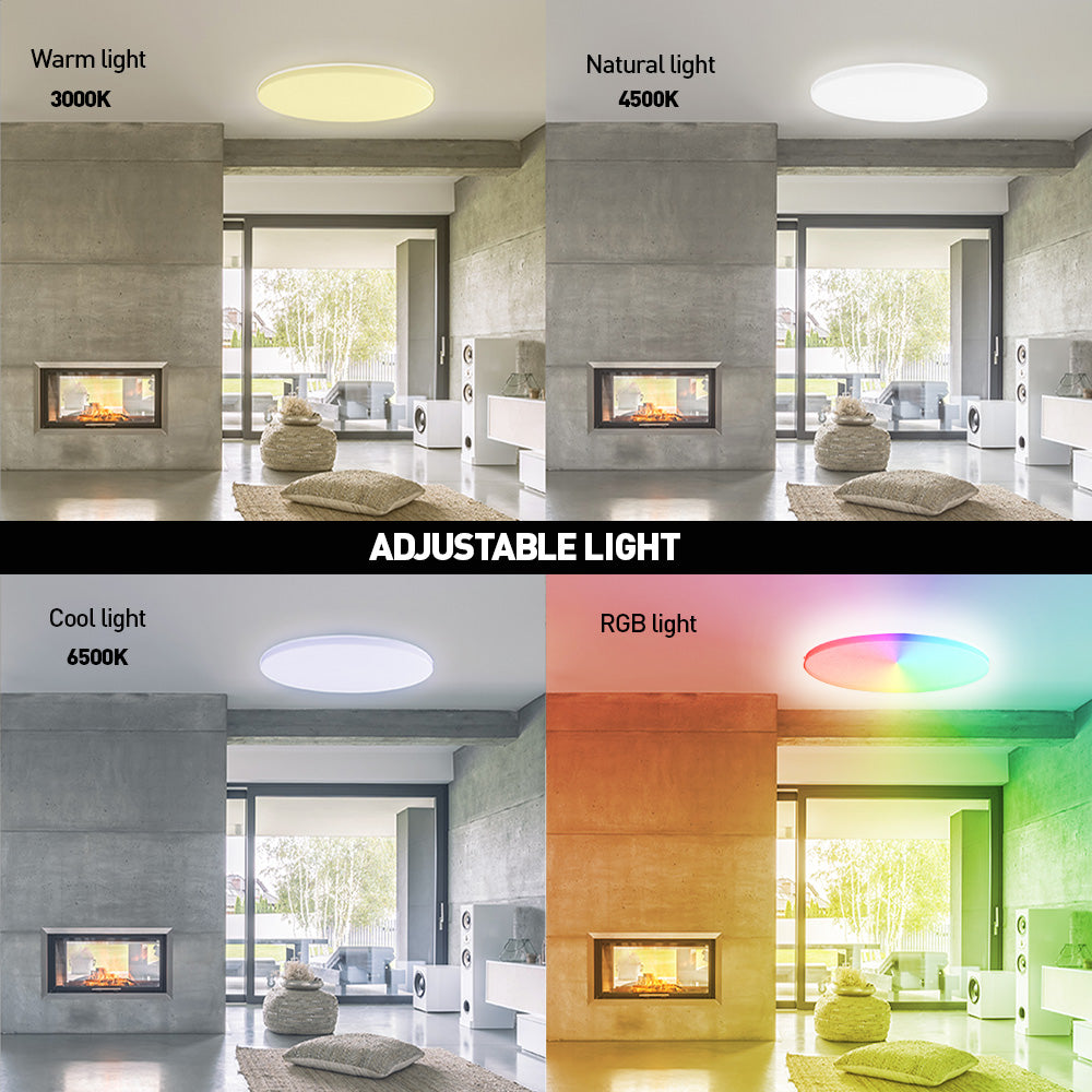 Smart WiFi Ceiling Light, RGB, 24W, Round, White - TELLUR