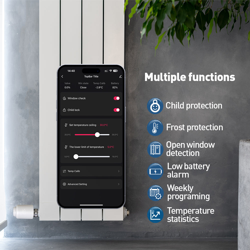 Smart WiFi Thermostatic Radiator Valve RVSH1, LED - TELLUR