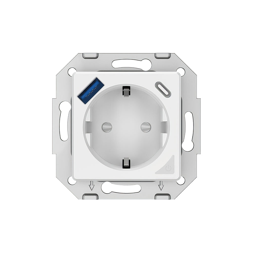 Smart WiFi Wall Plug, 3600W, 16A, PD20W, USB 18W, energy reading, white - TELLUR