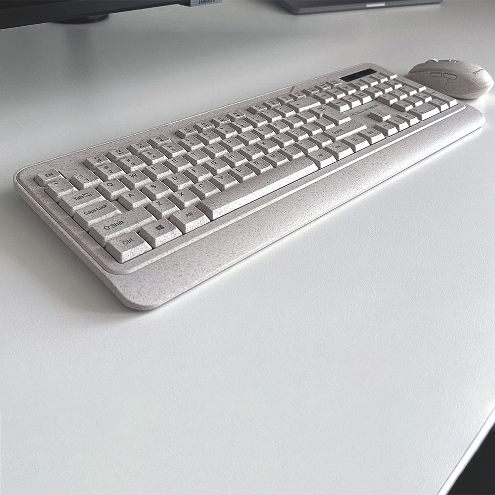 Tellur Green Wireless Keyboard and mouse kit, 2.4GHz, nano receiver, cream - TELLUR