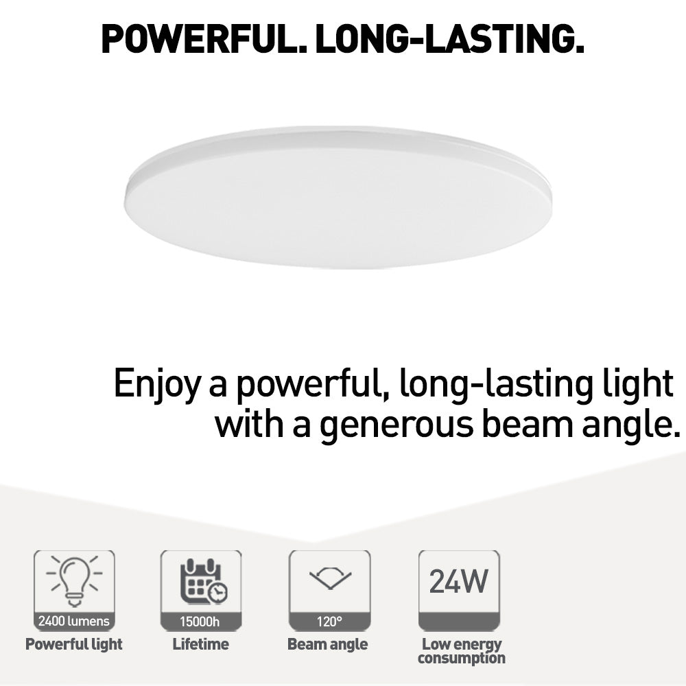 Smart WiFi Ceiling Light, RGB, 24W, Round, White - TELLUR