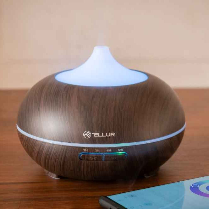 WiFi Smart Aroma Diffuser, 300ml, LED, Dark Brown - TELLUR