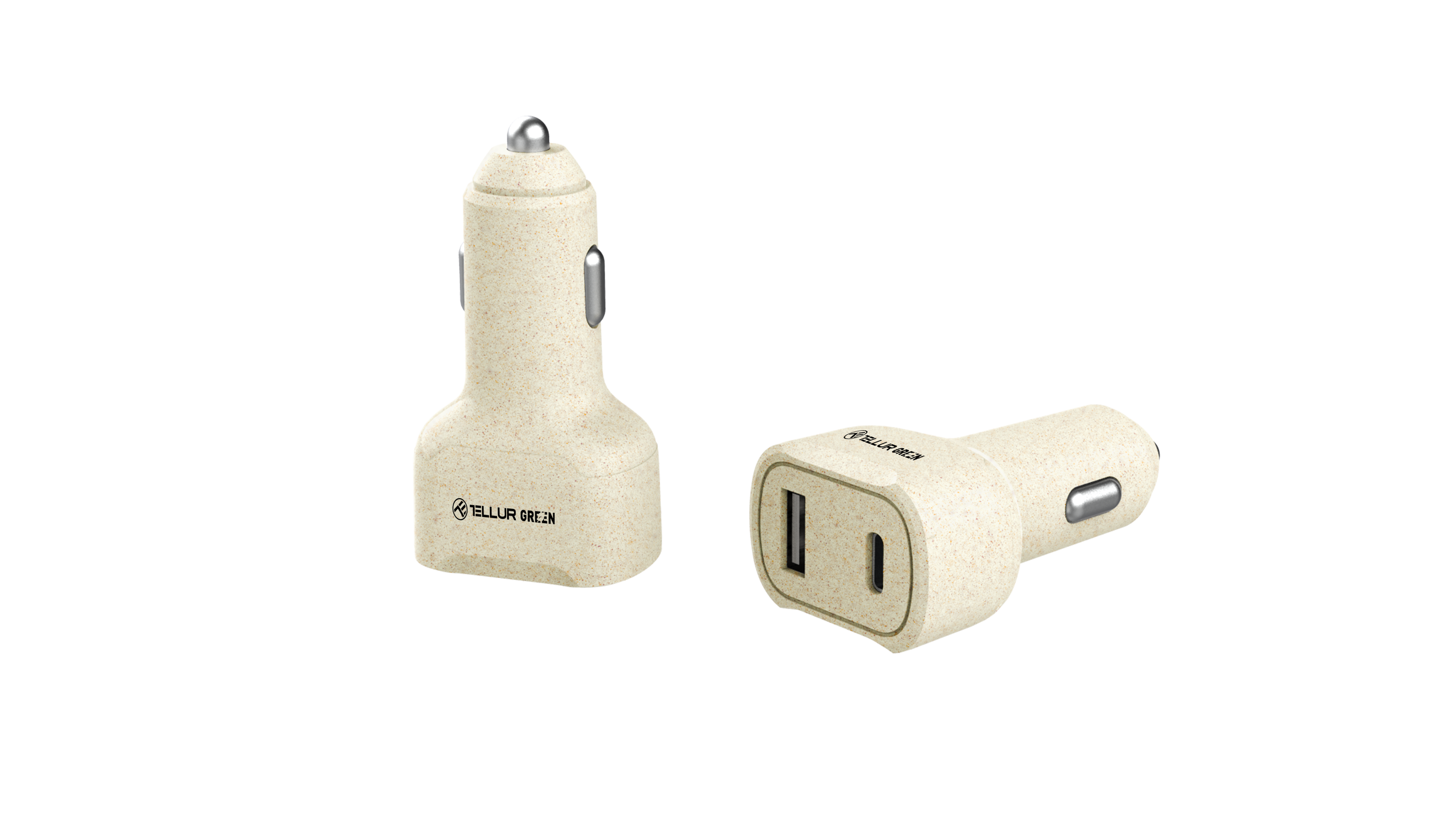 Tellur Green car charger, 36W, 6A (PD18W + QC3.0 18W), cream - TELLUR