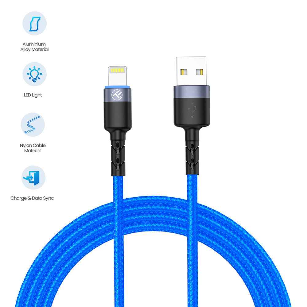 USB to Lightning Cable with LED Light, 3A, 1.2m – Tellur - TELLUR