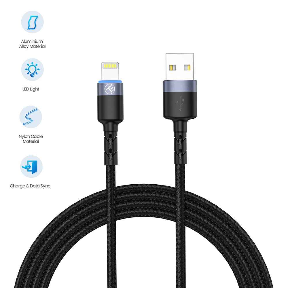 USB to Lightning Cable with LED Light, 3A, 1.2m – Tellur - TELLUR