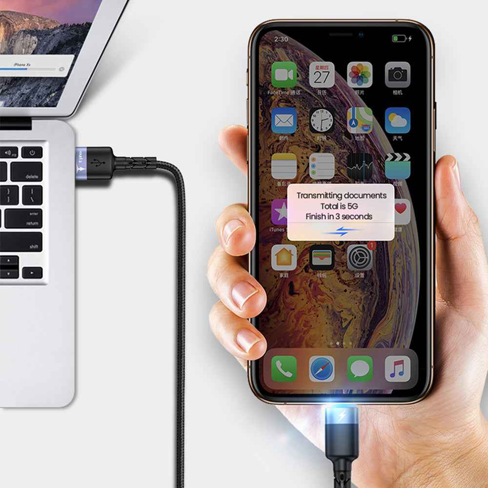 USB to Lightning Cable with LED Light, 3A, 1.2m – Tellur - TELLUR