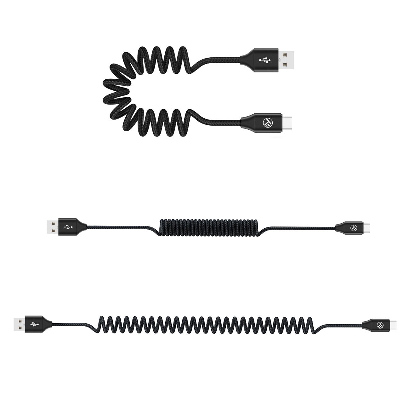 Extendable USB to Type-C Cable, 3A, 1.8m - TELLUR