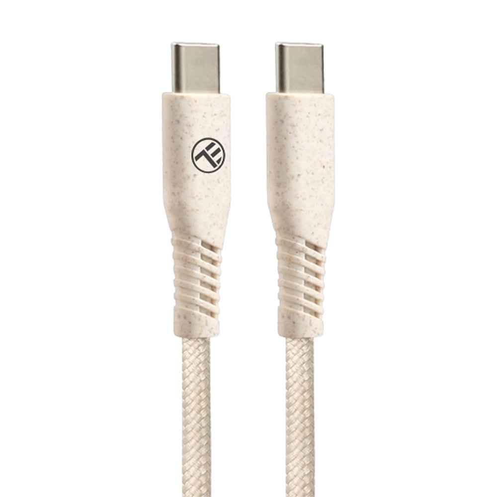Tellur Green Data Cable Type-C to Type-C, 3A, PD60W, 1m, nylon, cream - TELLUR