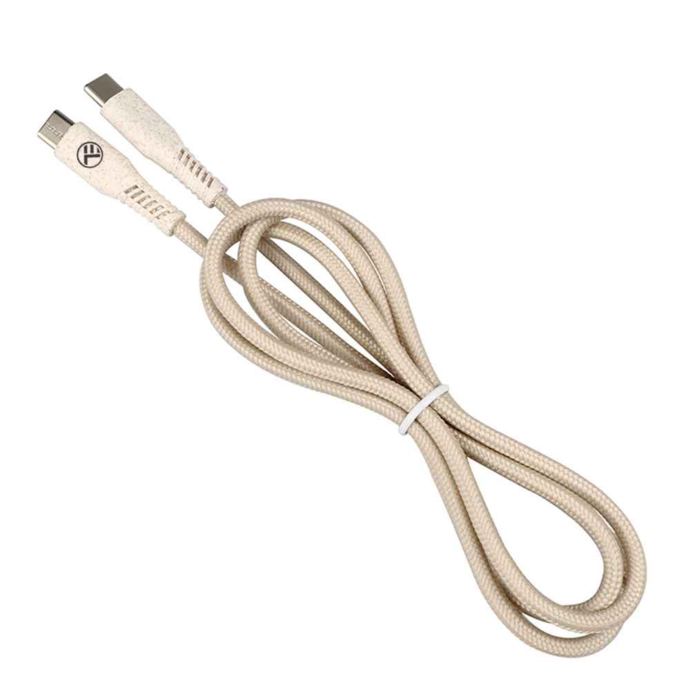 Tellur Green Data Cable Type-C to Type-C, 3A, PD60W, 1m, nylon, cream - TELLUR