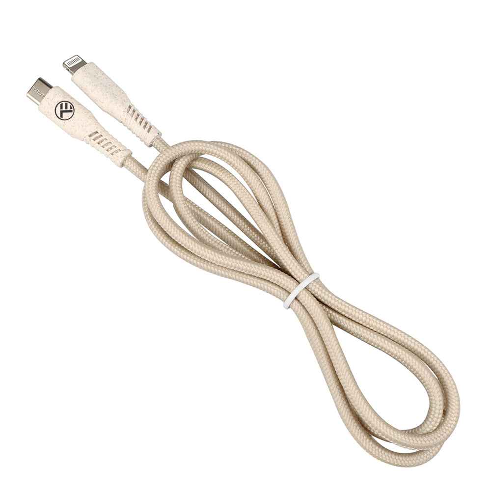 Tellur Green Data Cable Type-C To Lightning, 2.4A, PD20W, 1m, nylon, cream - TELLUR