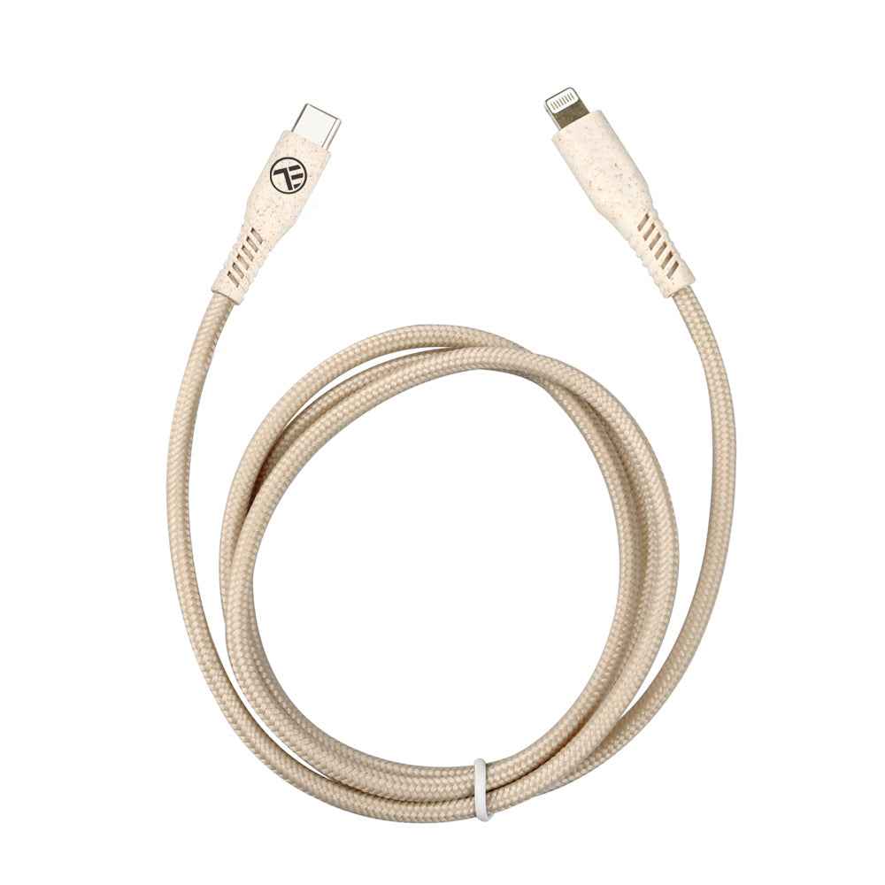 Tellur Green Data Cable Type-C To Lightning, 2.4A, PD20W, 1m, nylon, cream - TELLUR