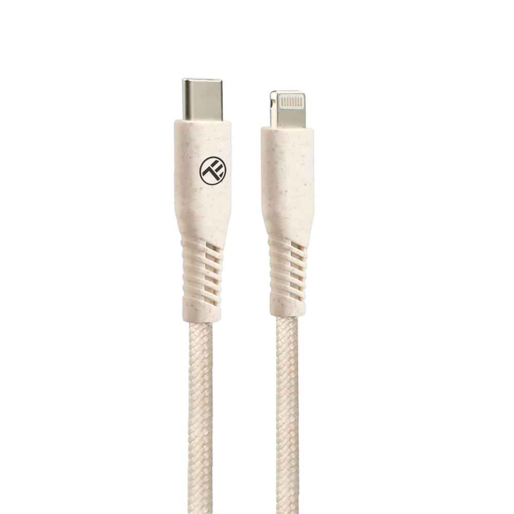 Tellur Green Data Cable Type-C To Lightning, 2.4A, PD20W, 1m, nylon, cream - TELLUR
