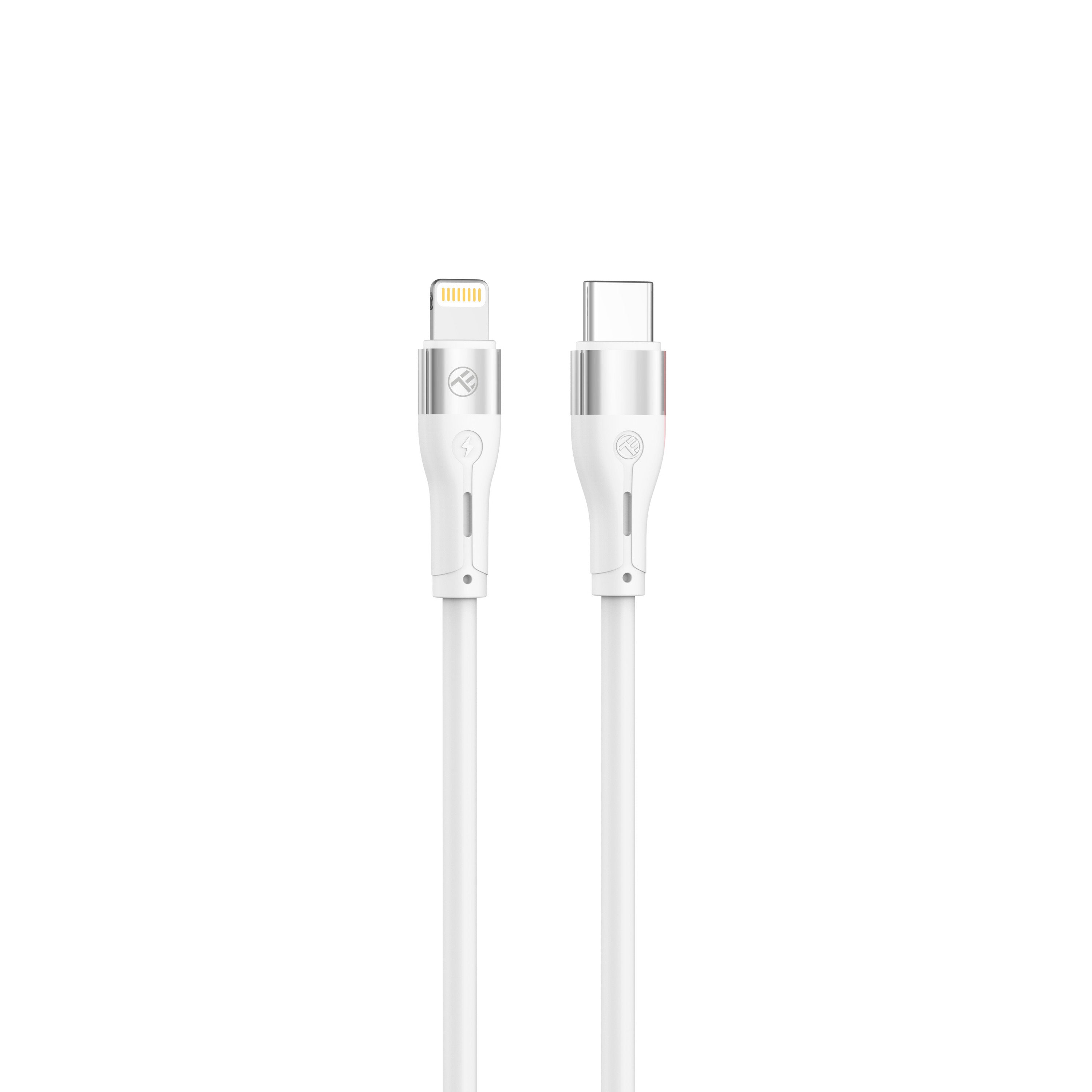 Silicone Type-C To Lightning Cable, 3A, PD30W, 1m - TELLUR