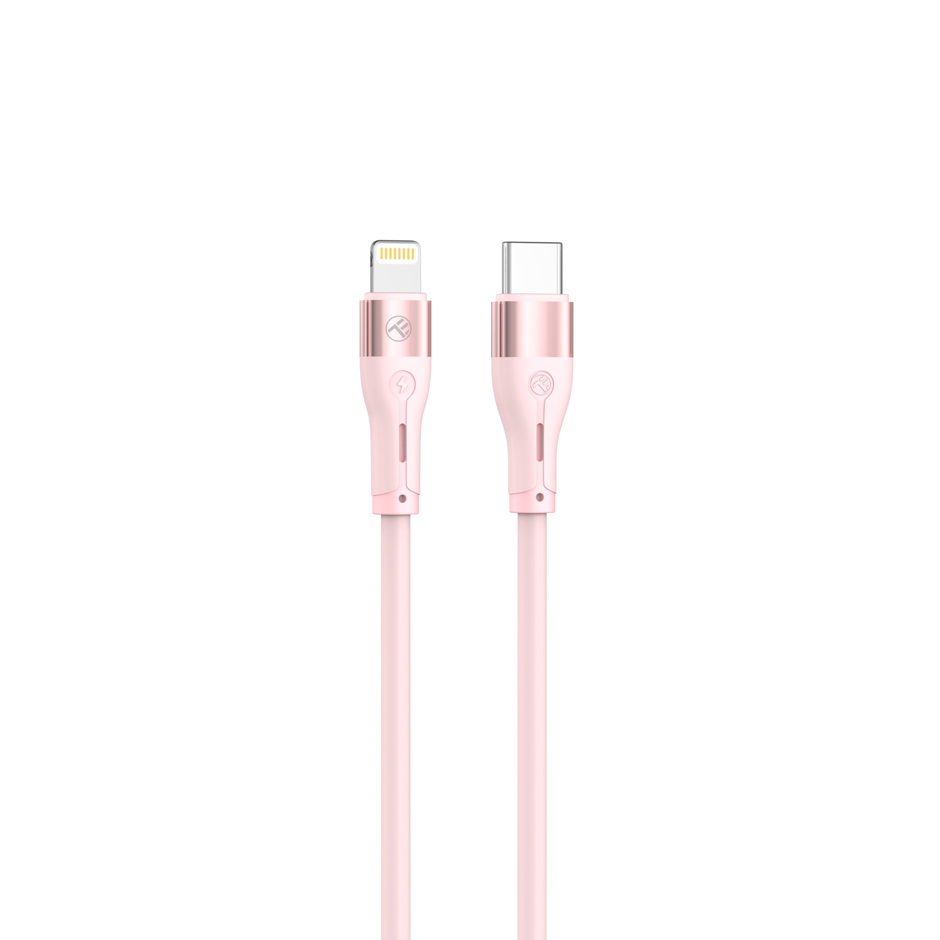 Silicone Type-C To Lightning Cable, 3A, PD30W, 1m - TELLUR