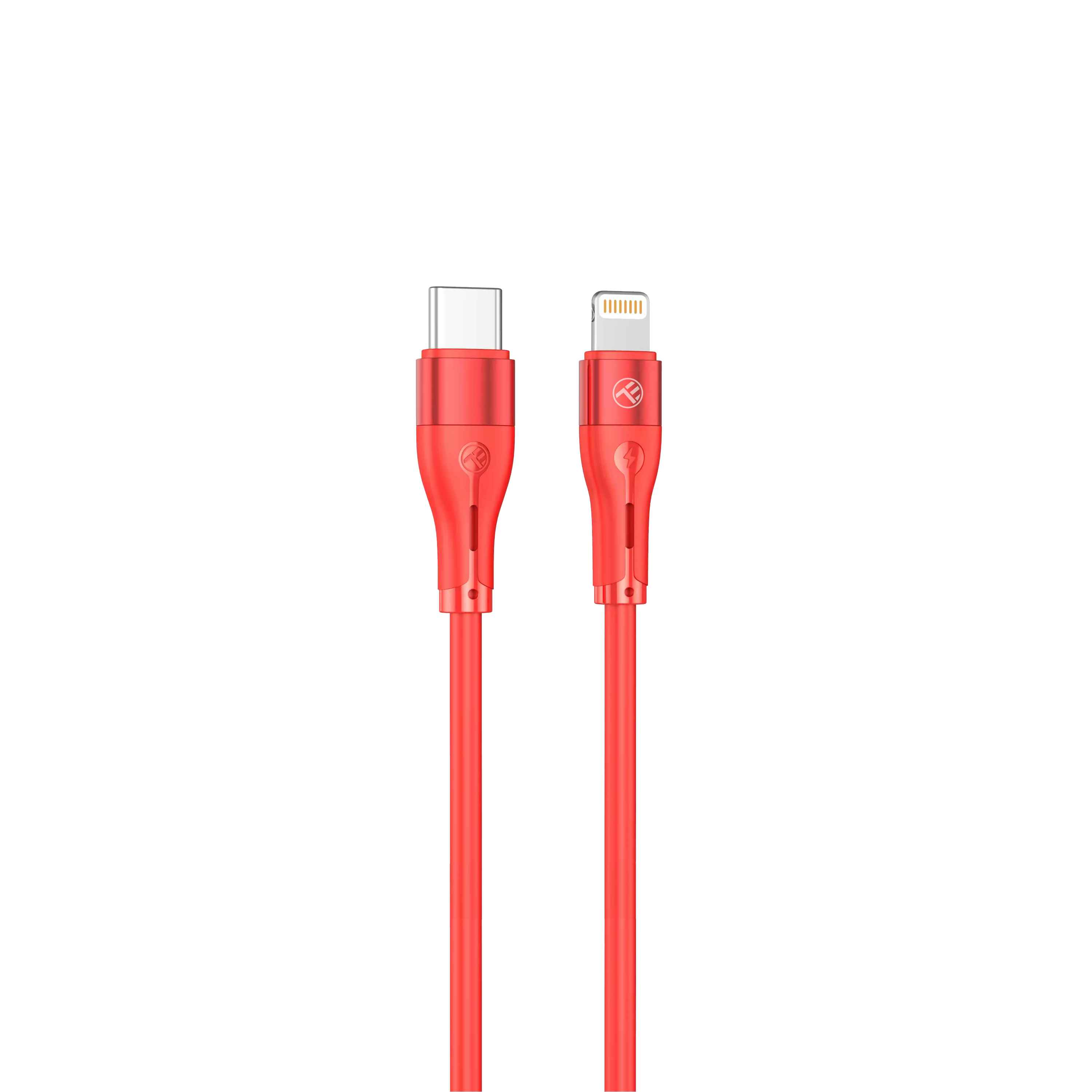 Silicone Type-C To Lightning Cable, 3A, PD30W, 1m - TELLUR
