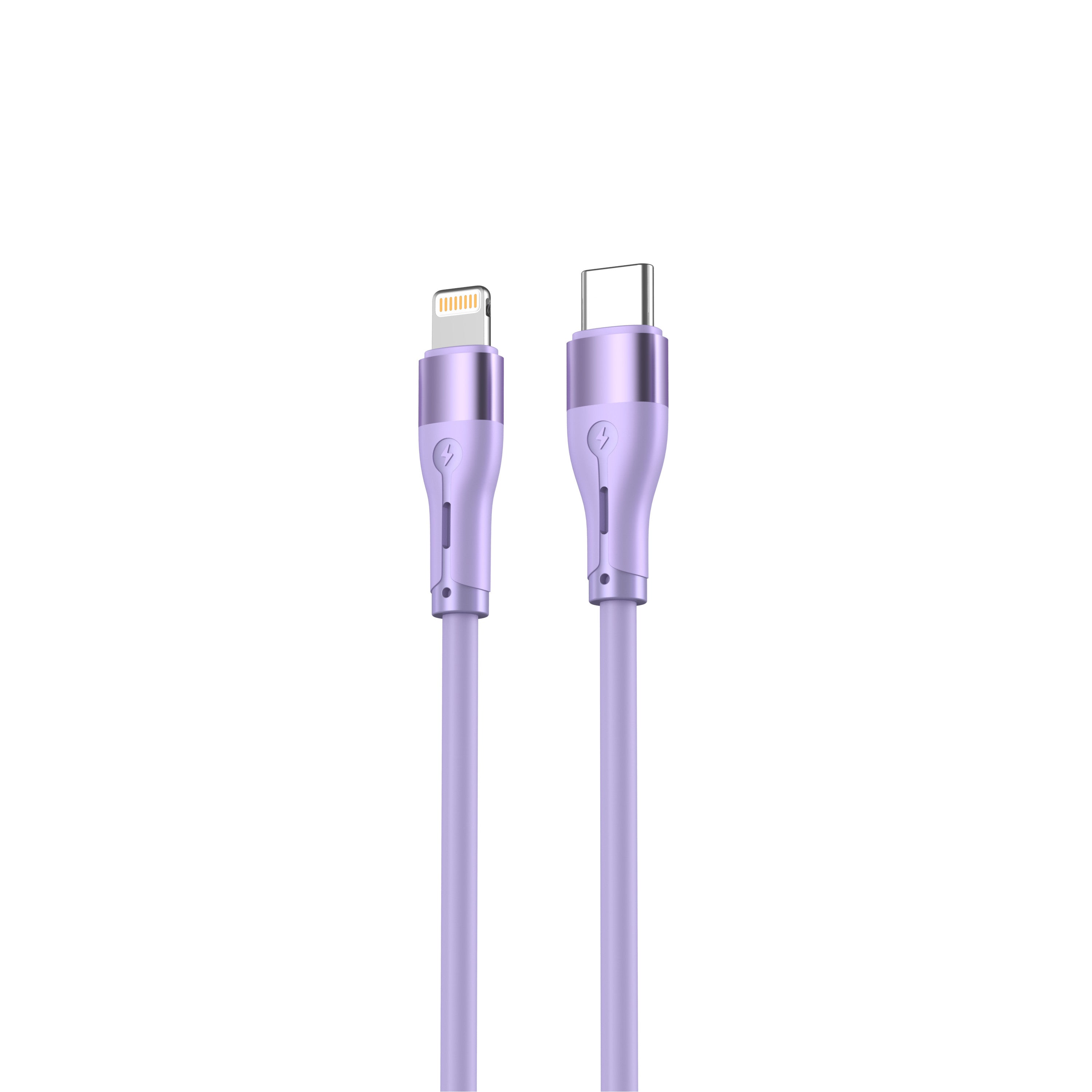 Silicone Type-C To Lightning Cable, 3A, PD30W, 1m - TELLUR