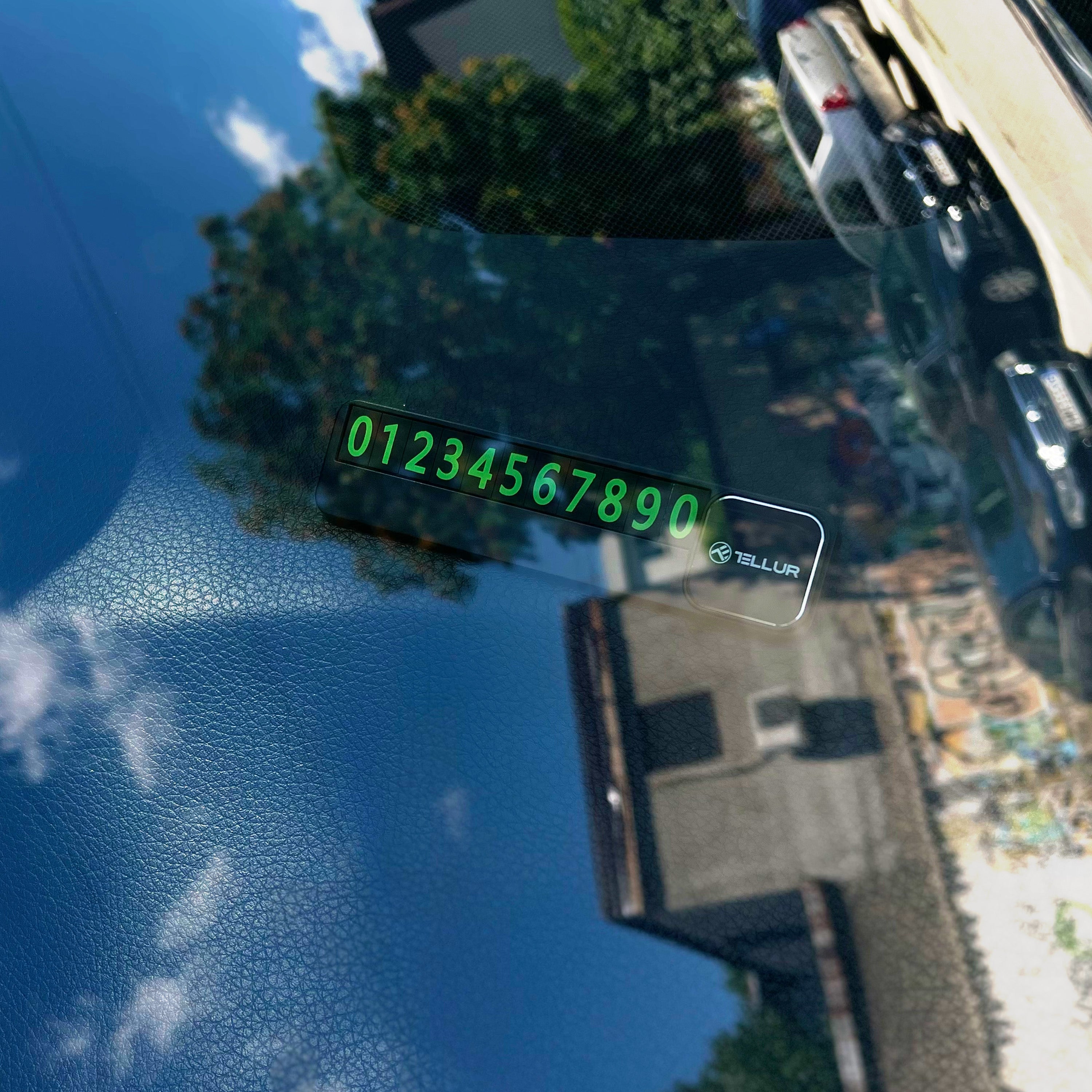 Temporary car parking phone number card, plastic - TELLUR