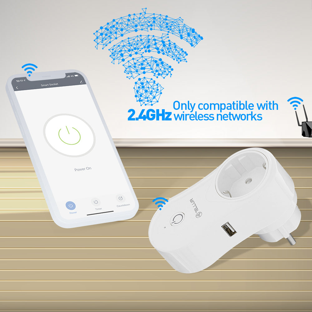 WiFi AC Plug 2400W 10A USB - TELLUR