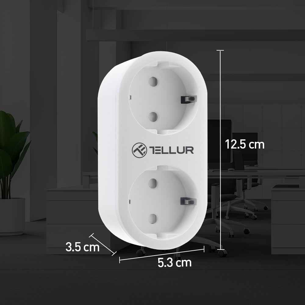 WiFi Smart AC socket, 2 ports, 16A - TELLUR