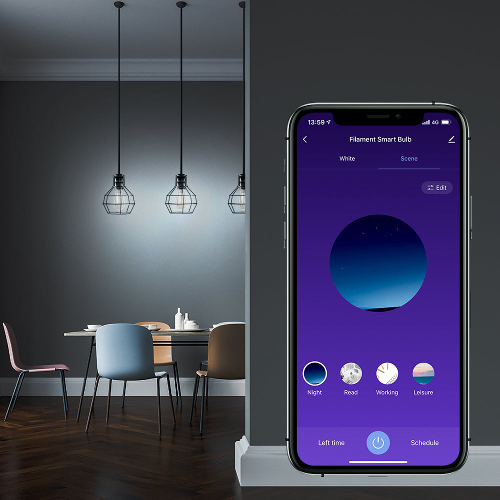 WiFi Smart Filament Bulb E27, 6W, amber - TELLUR