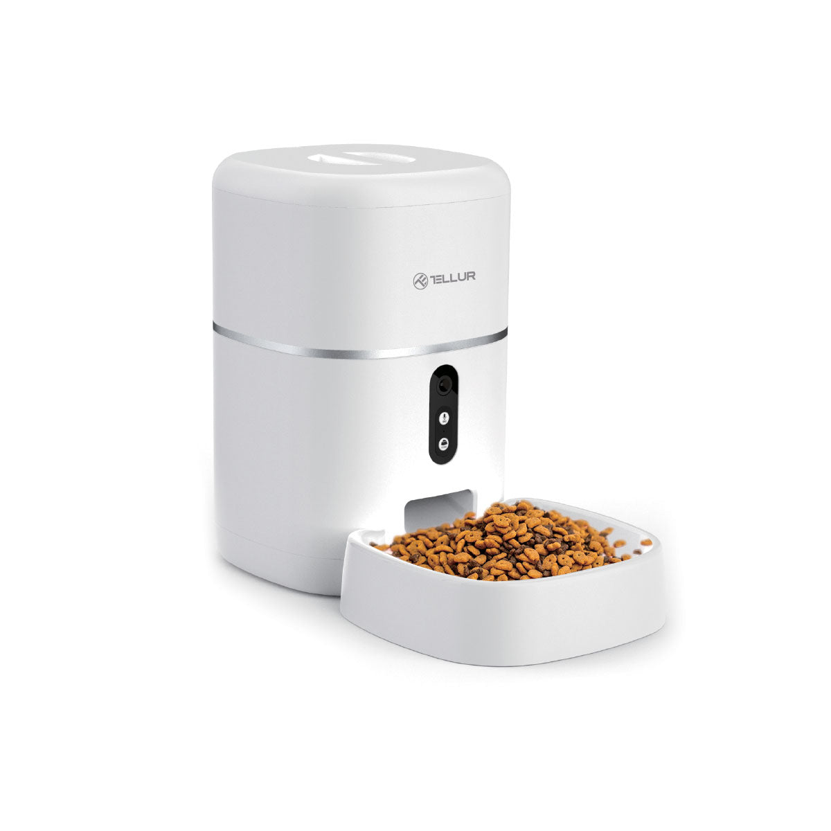 Smart WiFi Pet Feeder, UltraHD Camera, 4L, White - TELLUR