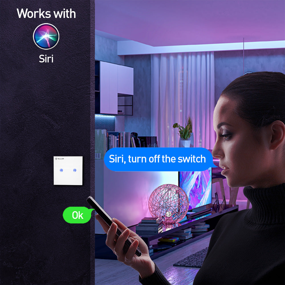 Smart WiFi switch, SS2N, 2 ports, 1800W - TELLUR