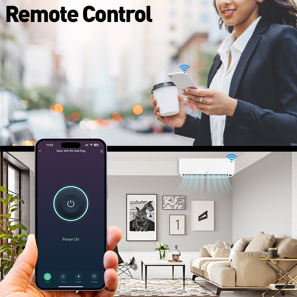 Smart WiFi Wall Plug, 3600W, 16A, PD20W, USB 18W, energy reading, white - TELLUR