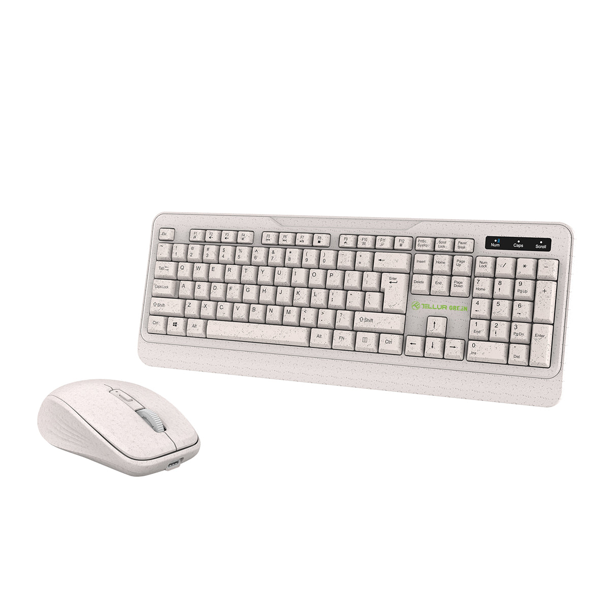 Tellur Green Wireless Keyboard and mouse kit, 2.4GHz, nano receiver, cream - TELLUR