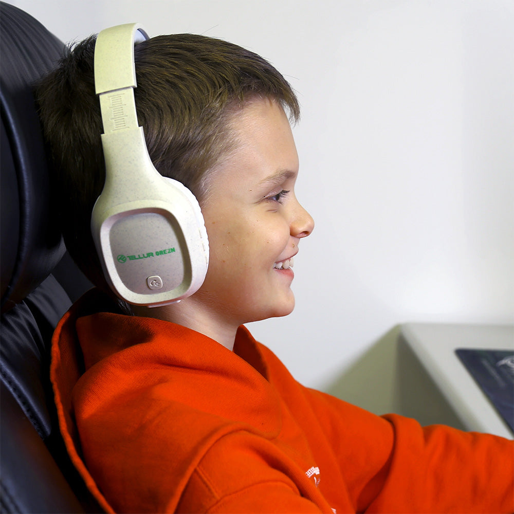 Tellur Green Bluetooth Over-Ear Headphones Pulse, Foldable, Cream - TELLUR