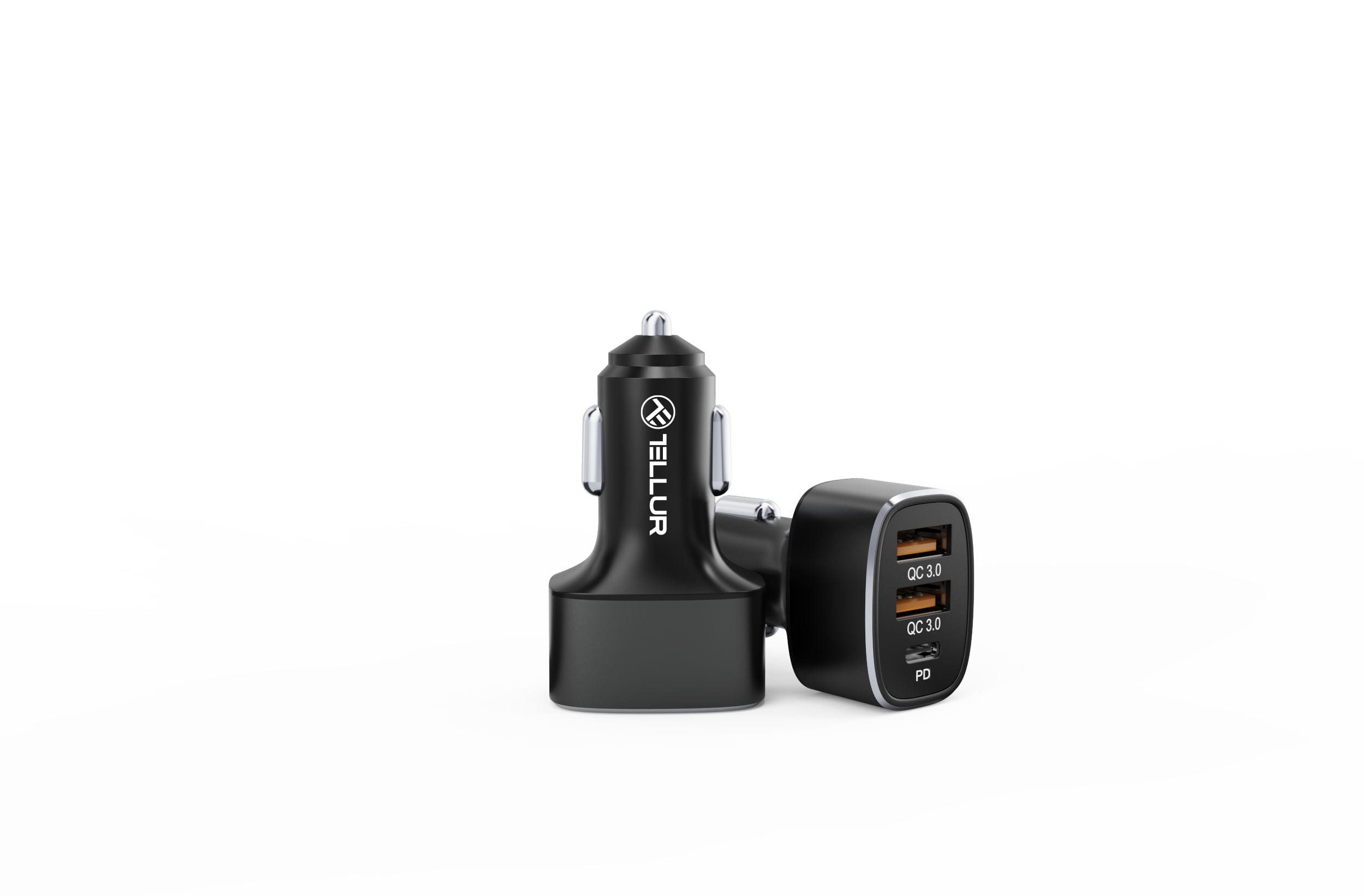 3 Ports USB Car Charger (PD+QC3.0), 56W, FCC9 - TELLUR