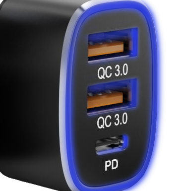 3 Ports USB Car Charger (PD+QC3.0), 56W, FCC9 - TELLUR