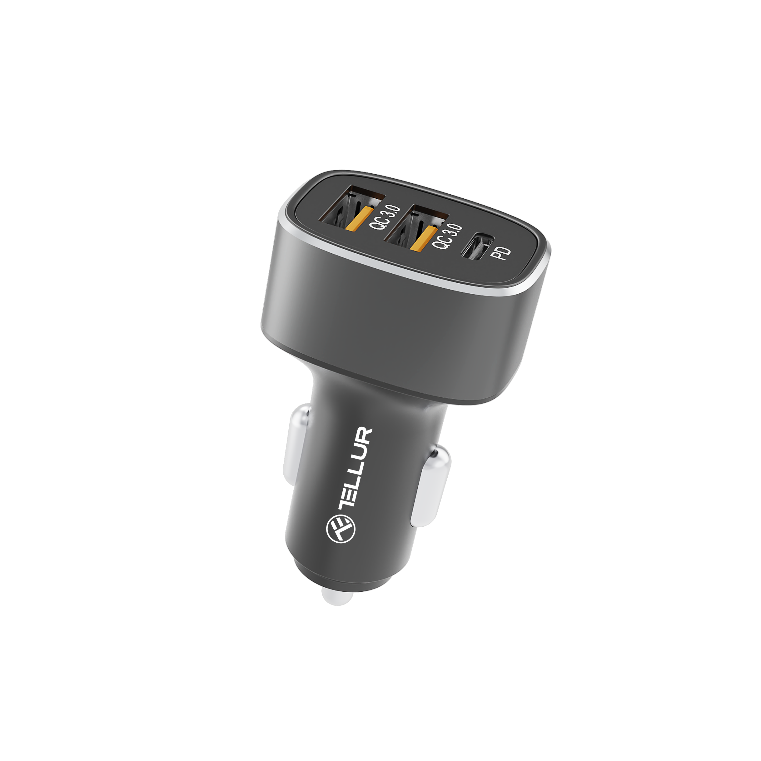 3 Ports USB Car Charger (PD+QC3.0), 56W, FCC9 - TELLUR
