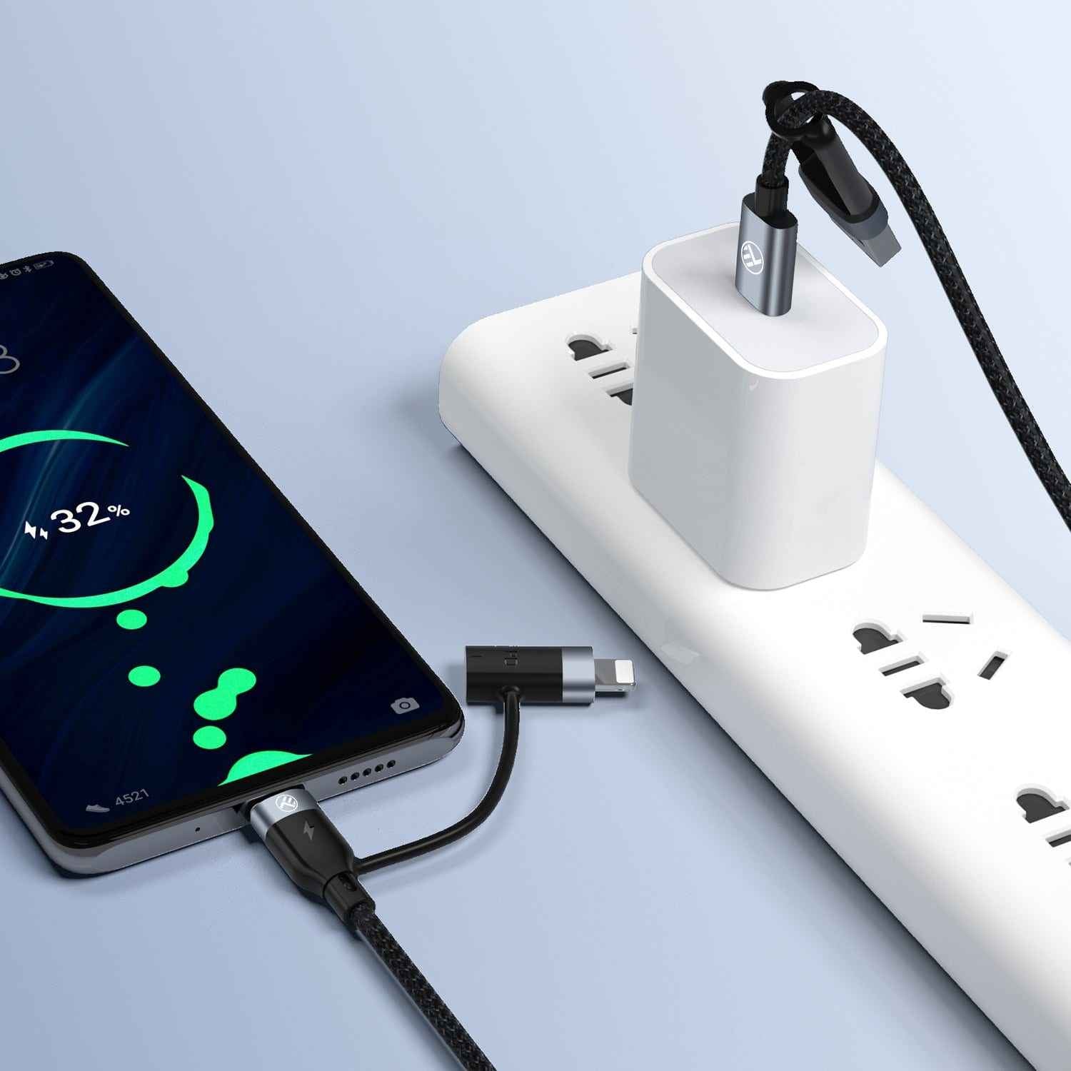 4-IN-1 USB/USB-C to USB-C/Lightning cable, 1m - TELLUR