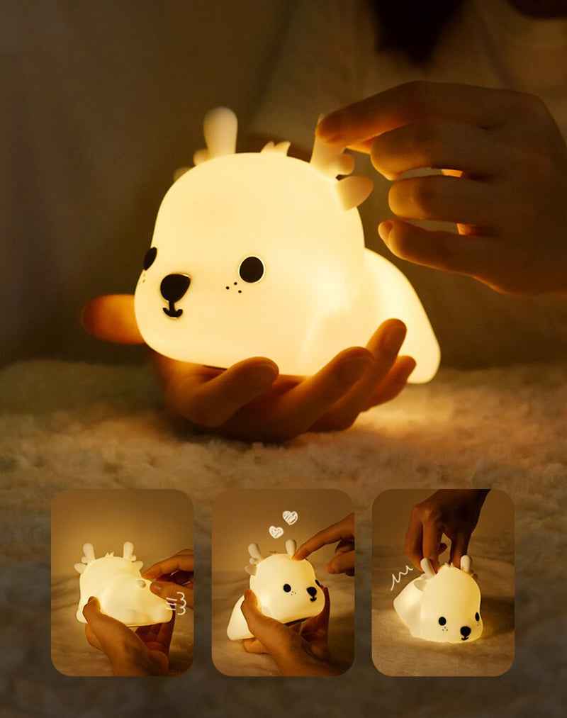Children's night light, silicone, rechargeable, Baby Deer