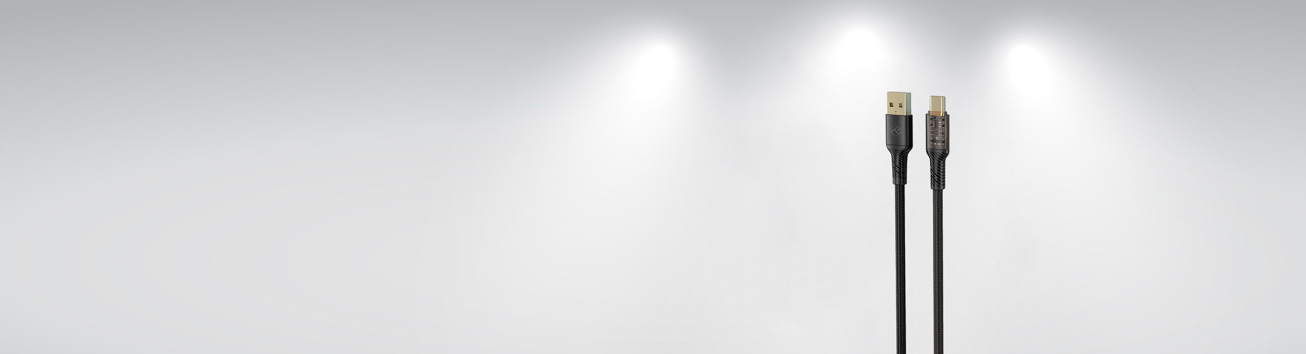 USB-A to USB-C cable, Transparent series, 3A, 1m - TELLUR