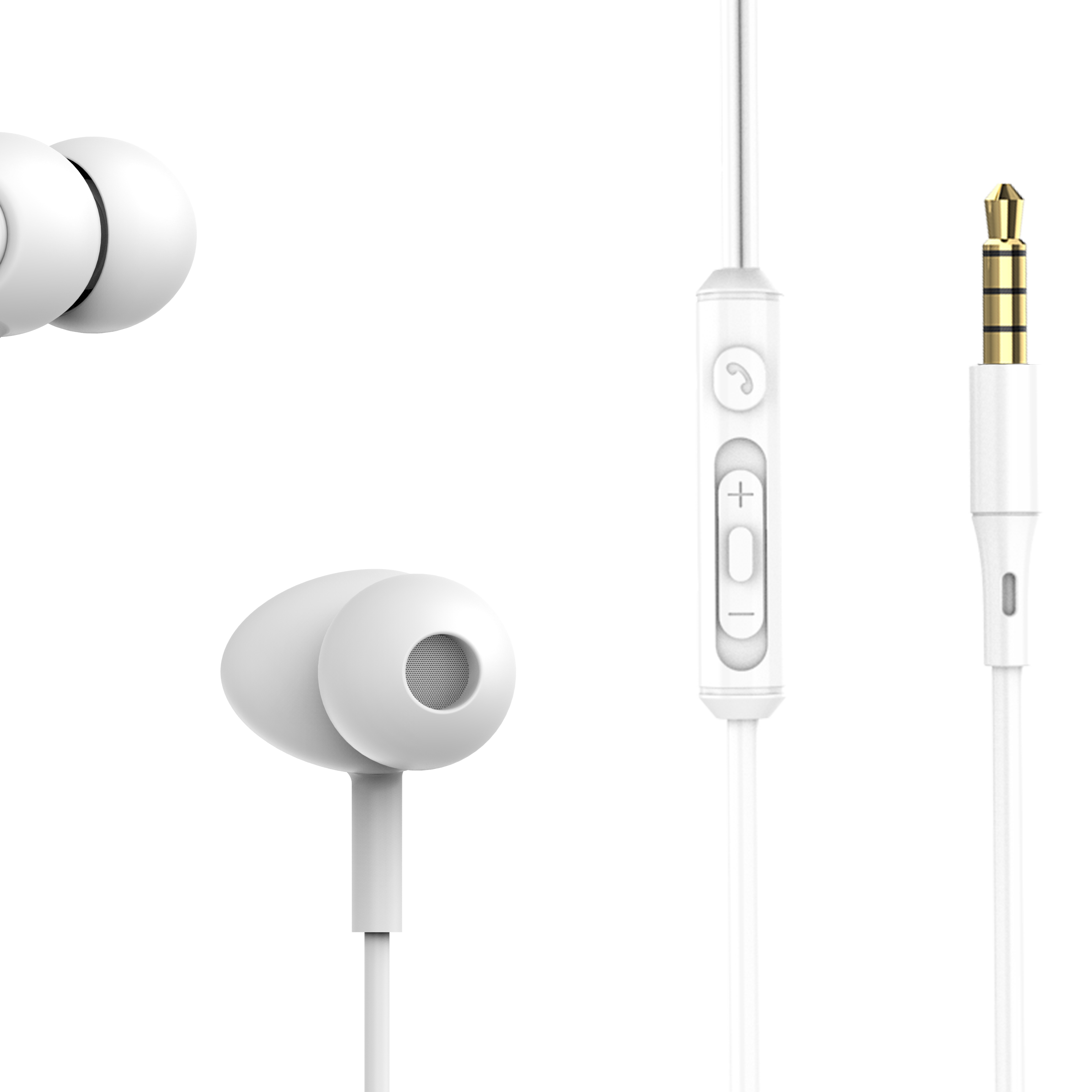 Fones de ouvido intra-auriculares com fio gama e microfone