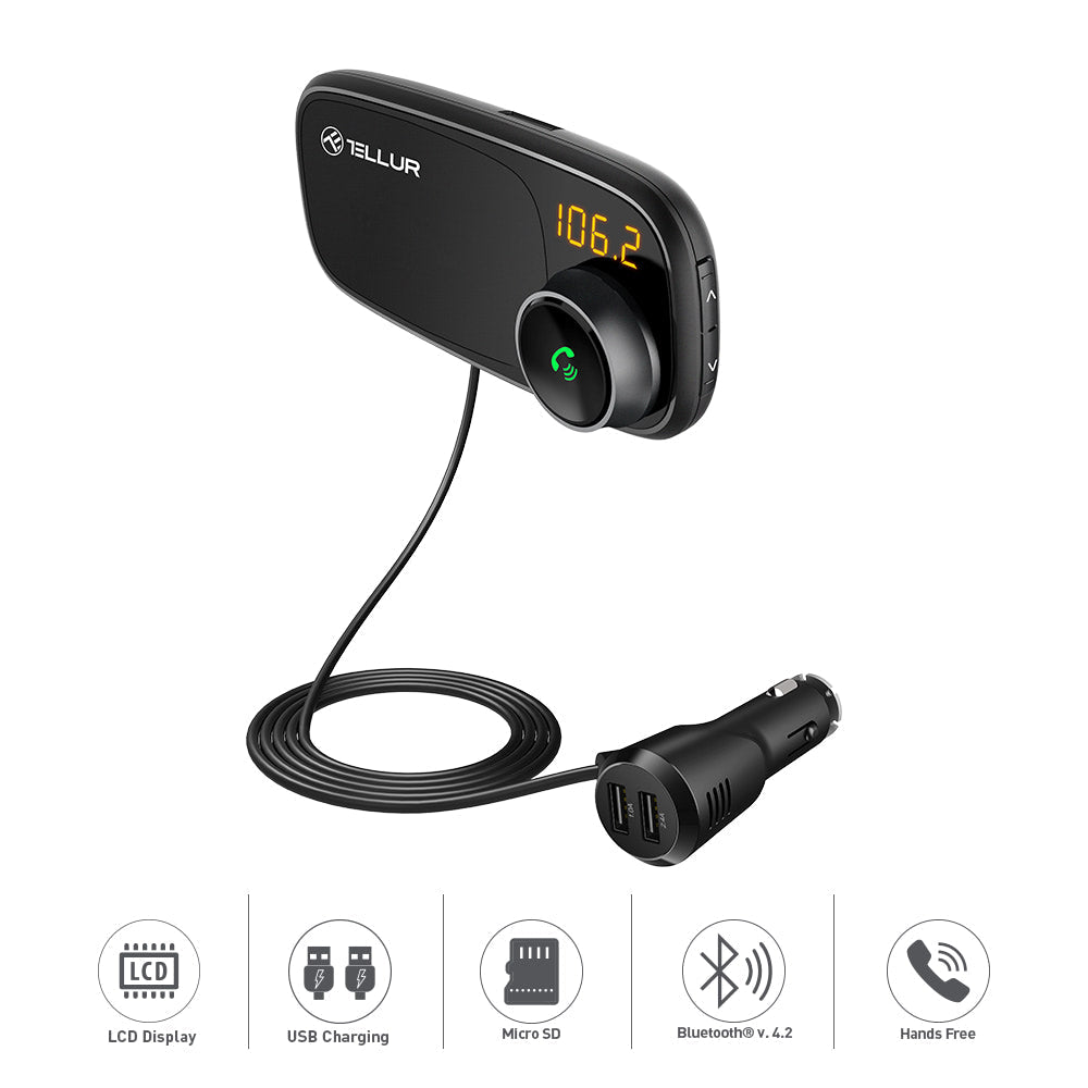 Bluetooth-FM-Transmitter und Auto-Schnellladegerät mit LCD-Display