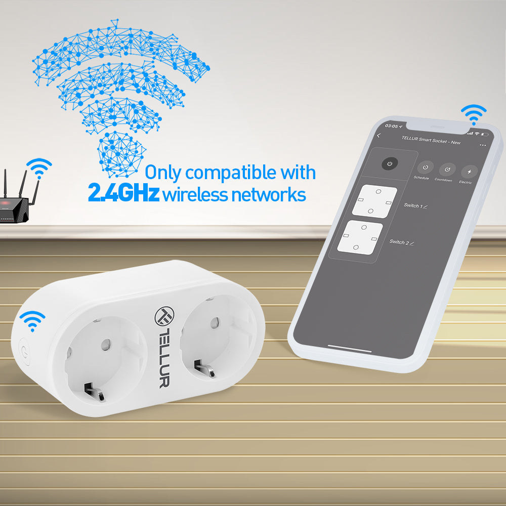 TELLUR Smart Enchufe Inteligente WiFi, 3680W 16A, Control Remoto por APP y  Voz, Compatible con Alexa y Google, Monitoreo de Energía