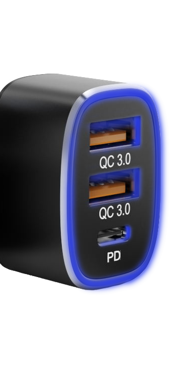 3 Ports USB Car Charger (PD+QC3.0), 56W, FCC9 – TELLUR